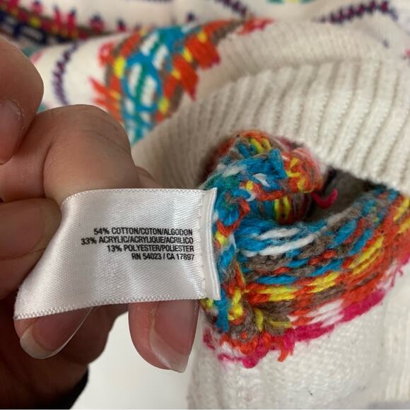 old navy women's medium faire isle knit sweater casual white colorful holiday - Picture 9 of 9